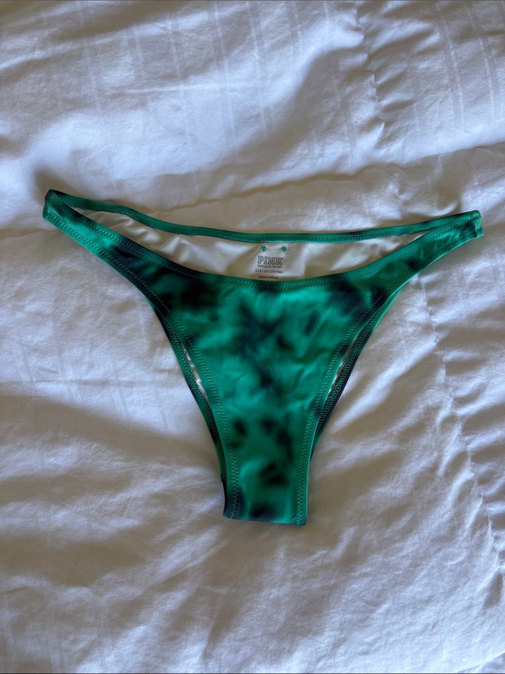 PINK Victoria's Secret Green Tie-Dye Bikini Bottom